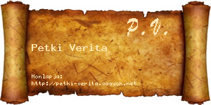 Petki Verita névjegykártya
